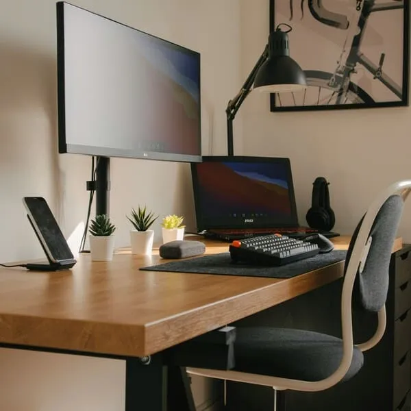 A clean, modern workstation setup representing professional web development